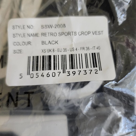 Sik Silk Retro Sport Crop Vest in Black - NWT - Picture 12 of 13